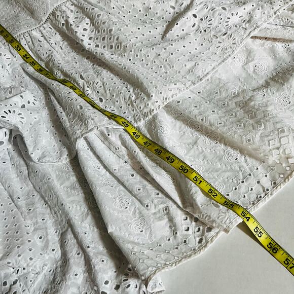 Ann Taylor Eyelet Short Sleeve Hi Low Dress Size 0 White - Picture 7 of 8
